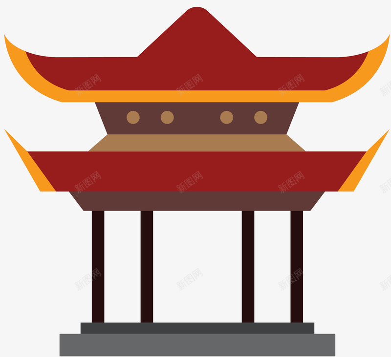 扁平风格高大阁楼矢量图ai免抠素材_88icon https://88icon.com 中国特色 古代建筑 古典风格 扁平风格 高大 矢量图