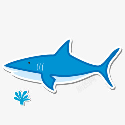 手绘海洋生物鲨鱼矢量图素材
