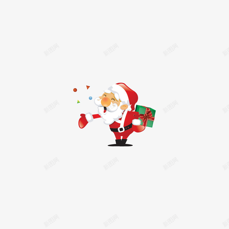 圣诞老人拿着绿色礼物盒png免抠素材_88icon https://88icon.com 免扣素材 圣诞 拿着绿色礼物 盒子 老人