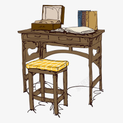 手绘古风桌椅图素材