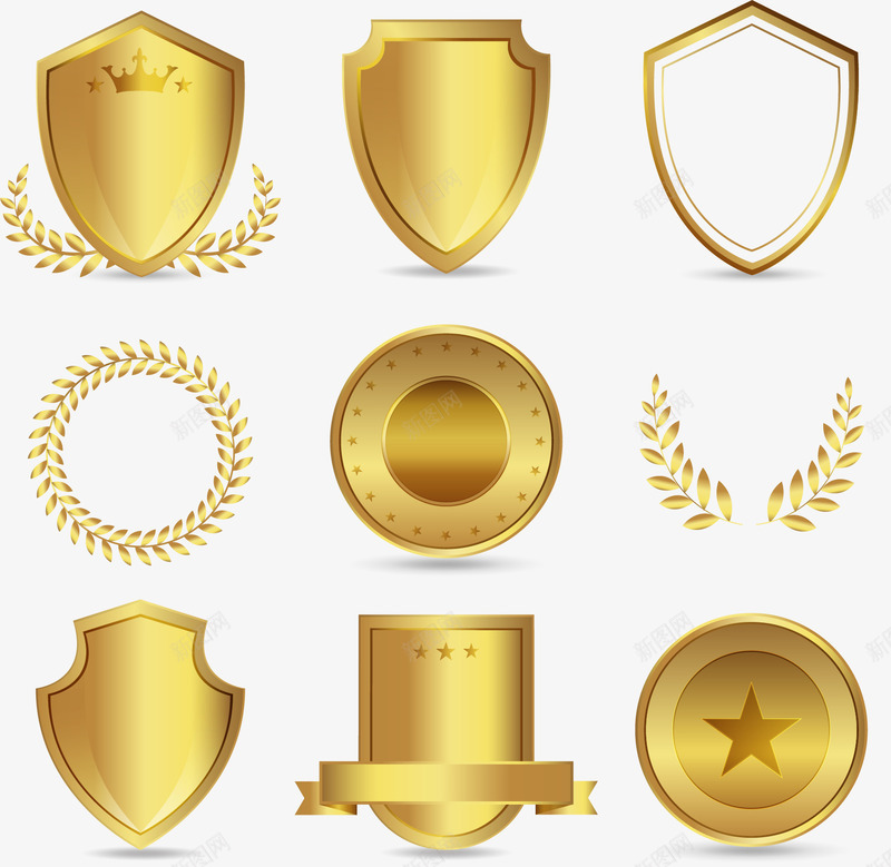 金色徽章奖章矢量图eps免抠素材_88icon https://88icon.com 品质保障 奖章 矢量图 矢量素材 质保 质保徽章 金色