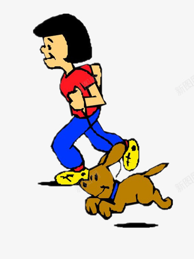 奔跑的女孩和小狗png免抠素材_88icon https://88icon.com 人物 动物 卡通 素材