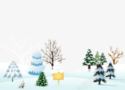 道路松树上的厚雪矢量图素材