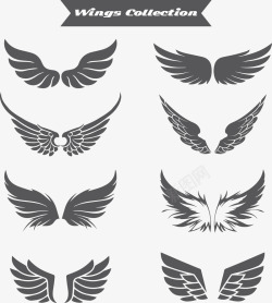 扁平化翅膀装饰黑色翅膀集合高清图片