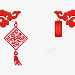 红色中国风二维码海报背景素材