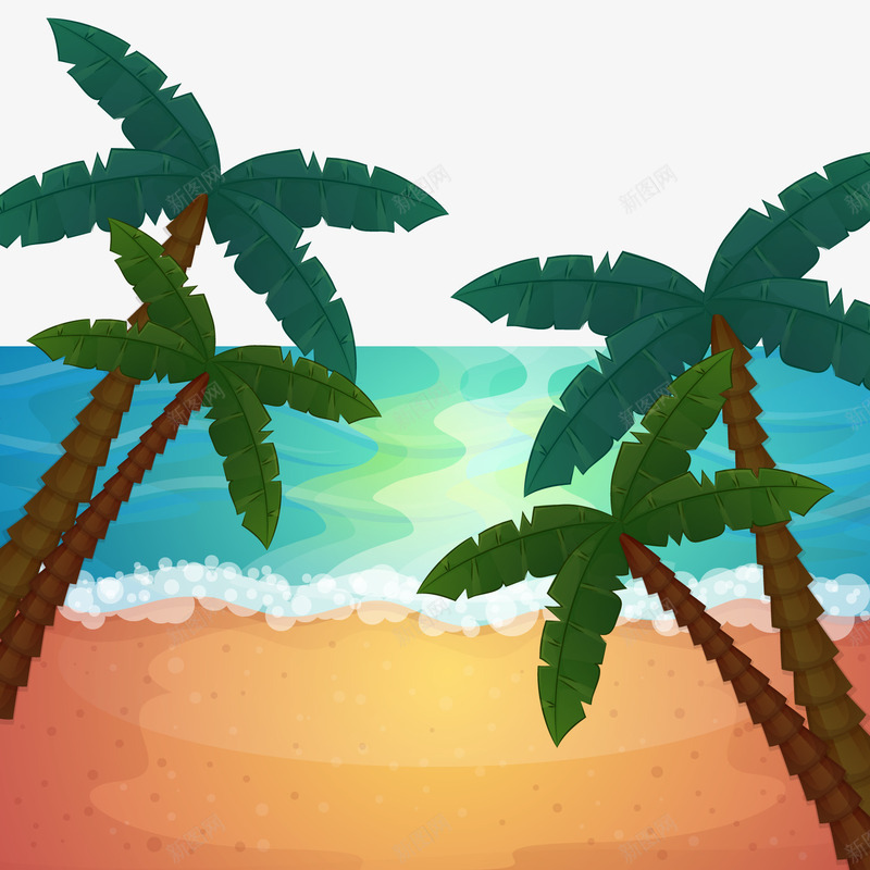 创意沙滩椰林和大海风景png免抠素材_88icon https://88icon.com 创意沙滩 夏季植物 夏季沙滩 植物 椰子树 绿色