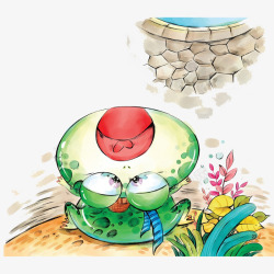 坐井观天卡通井底之蛙高清图片