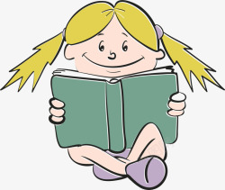 世界读书日看书的小女孩素材