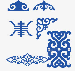 蒙古族花纹蓝色蒙古图腾高清图片