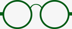 绿色卡通黑线框圆形绿色眼镜镜框高清图片
