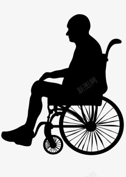 坐轮椅的老人坐轮椅老人剪影高清图片