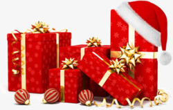 圣诞节的风格红色扁平风格圣诞节元素礼物高清图片