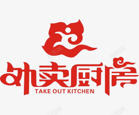 创意红色外卖厨房图标图标