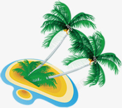 沙滩海边卡通手绘椰子树素材