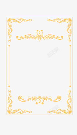 婚礼请帖标签黄色欧式花藤边框矢量图高清图片