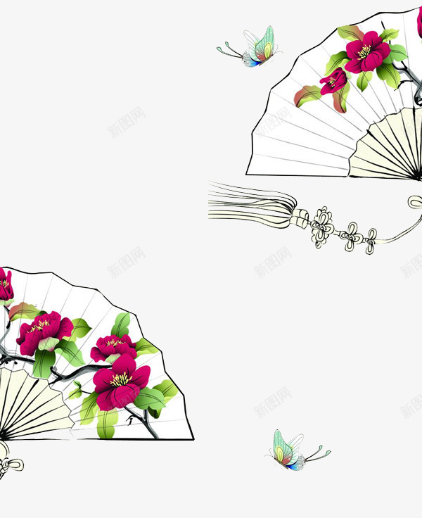 中国风花卉扇子背景png免抠素材_88icon https://88icon.com 中国风 扇子 素材背景 花卉