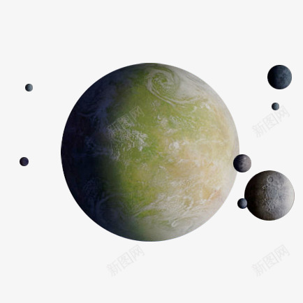 星球与卫星png免抠素材_88icon https://88icon.com 多卫星星球 淡绿星球 球 科幻