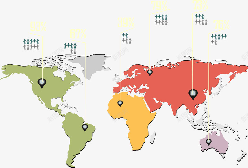 世界人口分布图矢量图ai免抠素材_88icon https://88icon.com 25D 世界 世界地图 人口分布 地图 矢量图