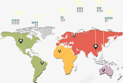 25d铺地图世界人口分布图矢量图高清图片