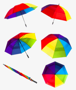 矢量花伞七色彩虹雨伞高清图片