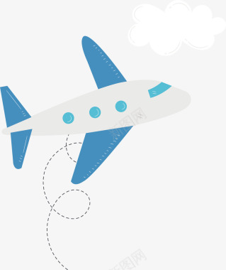 蓝色科技背景留学旅行创意飞行图标矢量图图标