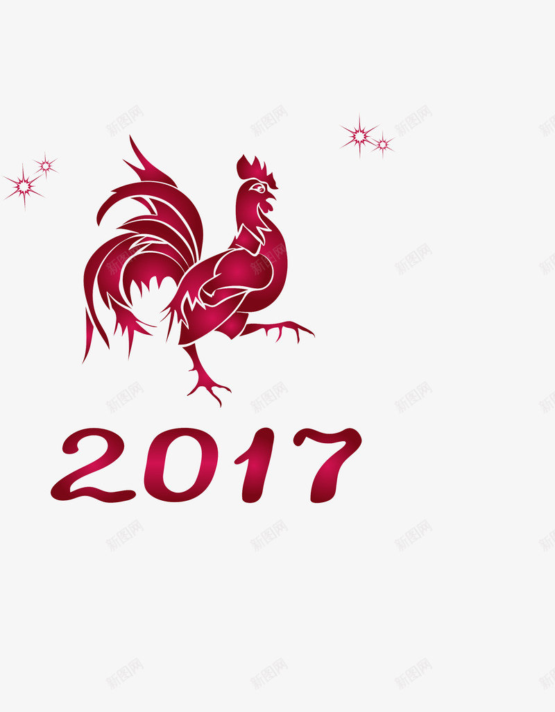 2017鸡年海报png免抠素材_88icon https://88icon.com 2017 恭贺新春 红色 鸡年