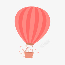 节日热气球手绘粉色热气球节日元素高清图片