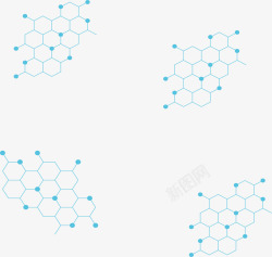 蓝色六边形分子结构图素材