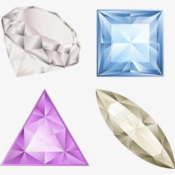 四色形状各异的钻石矢量图素材