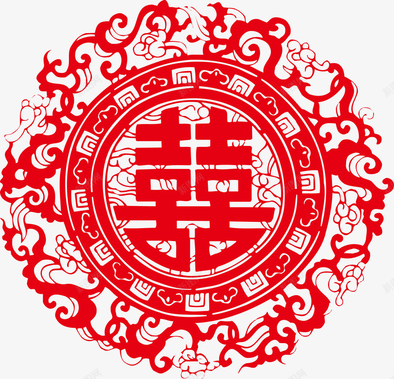 创意红色贴纸矢量图ai免抠素材_88icon https://88icon.com 剪纸 双喜 喜字贴 囍 囍底纹 大红喜字 婚庆 底纹 窗花帖 红色 矢量图