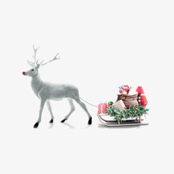 驯鹿帽圣诞梦幻风格圣诞老人和驯鹿高清图片