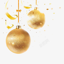圣诞节彩球笔刷金色彩球高清图片