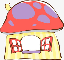 蘑菇小房子儿童手绘蘑菇房子矢量图高清图片