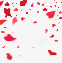 红色爱心花瓣漂浮装饰图案素材