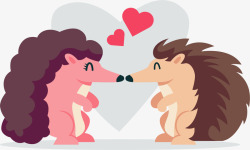 情人节卡通刺猬情侣矢量图素材