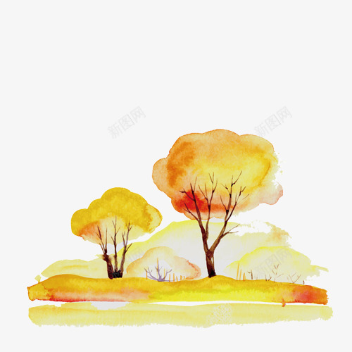 风景油画png免抠素材_88icon https://88icon.com 卡通 小树 手绘 橘色 油画 简图 风景 黄色