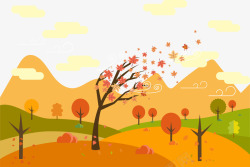 秋天清新树秋天的插画矢量图高清图片