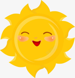 夏日度假元素卡通黄色笑眯眯太阳高清图片
