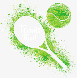 绿色网球与网球拍矢量图素材