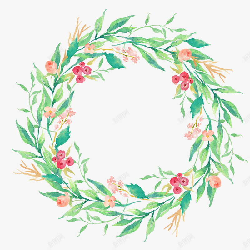 花草水彩手绘圆形花环边框png免抠素材_88icon https://88icon.com 卡通 可爱 圆形花环 心形 手绘 水彩 玫瑰花 粉嫩 紫罗兰 花朵 花边 蝴蝶结 装饰 青草