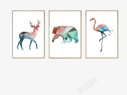 孟菲斯彩色不规则几何几何动物家居装饰画高清图片