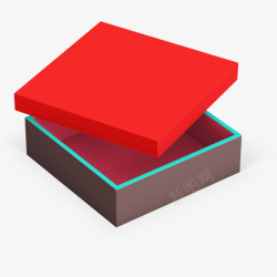 红色鲜亮长方形盒子素材