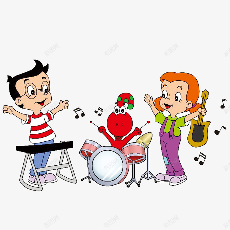 卡通唱歌表演的儿童人物psd免抠素材_88icon https://88icon.com 世界儿歌日 乐器 人物设计 卡通 唱歌 手绘 表演