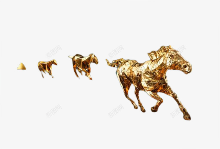 的奔跑的野马装饰png免抠素材_88icon https://88icon.com 产品特点 动物 立体 装饰 金色