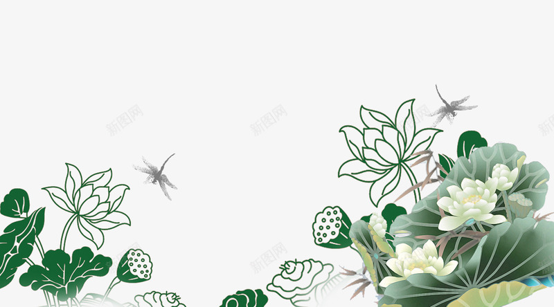 中式风格荷花背景png免抠素材_88icon https://88icon.com 中国风素材 小鱼 祥云素材 立夏背景墙 背景墙素材 花卉素材 荷花 荷花与诗