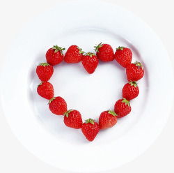 盘中摆放成心形的草莓素材