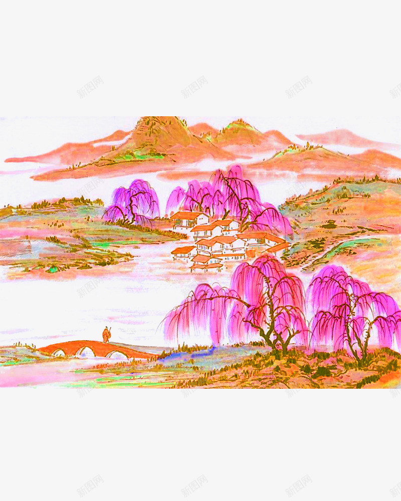 乡村插画png免抠素材_88icon https://88icon.com png图形 png装饰 人物 山坡 山村 手绘 装饰