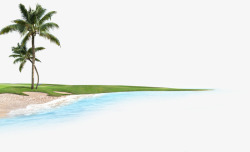 夏日海边沙滩海边效果椰子树素材