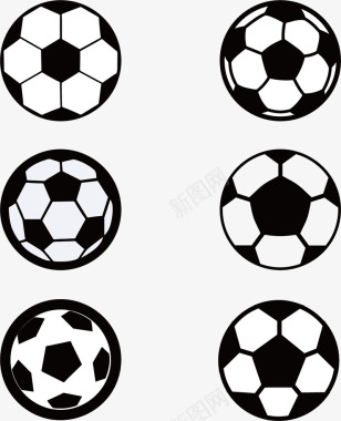 六边形不同角度的足球矢量图图标图标