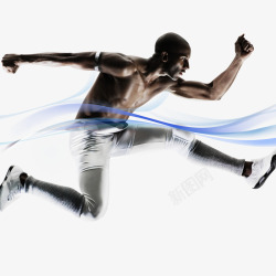 晨跑黑人运动员奔跑的背影高清图片